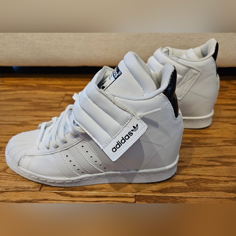 Adidas White High-Top Sneakers with Strap
